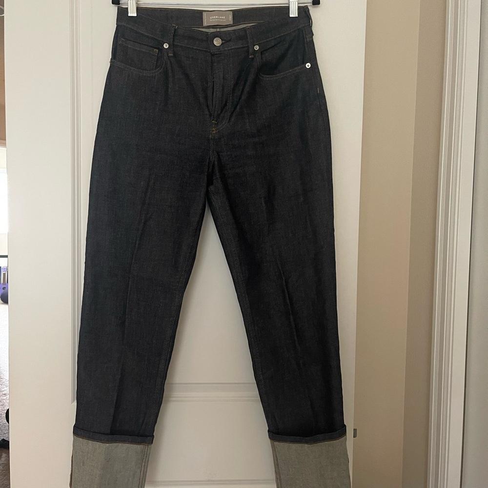 Everlane The Super Straight Cuffed Dark Indigo